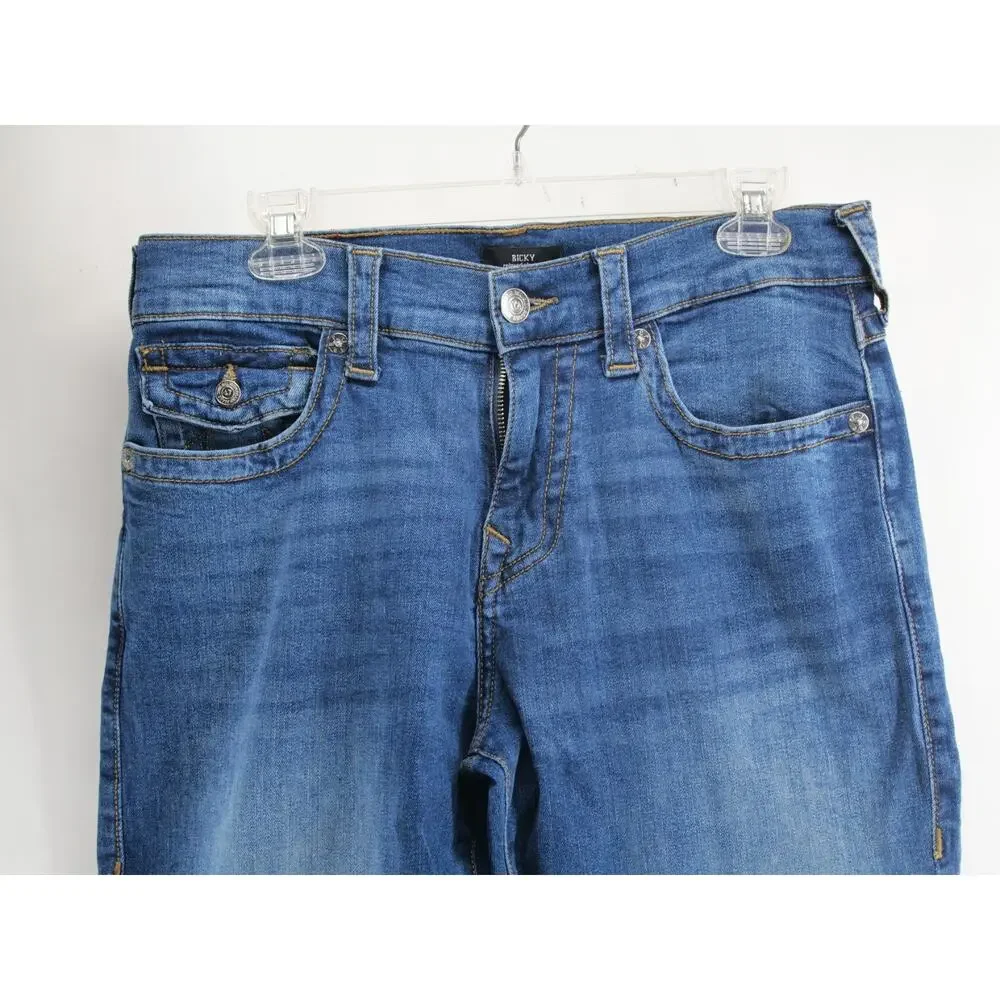 True Religion Ricky Relaxed Straight Jeans Mens Size 32x30 Tailored Blue Denim
